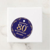 80e verjaardag Navy Blue en Gold Glitter Bedankjes Labels (In situ)