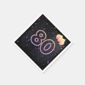 80e verjaardag Neon Sign On Black Napkins Servet (Hoek)