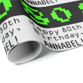 80e verjaardag - Nerdy / Geeky Style "80" en naam Cadeaupapier (Rol Hoek)