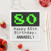 80e verjaardag - Nerdy / Geeky Style "80" & naam Servet (Insitu)