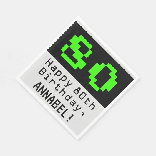 80e verjaardag - Nerdy / Geeky Style "80" & naam Servet (Hoek)