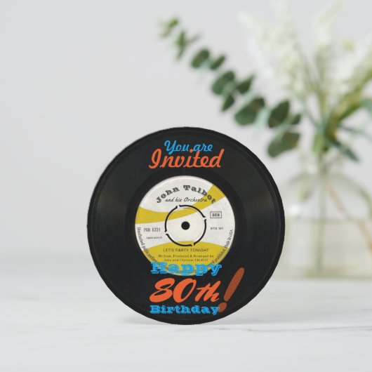 80e verjaardag Nodig retrovinylrecord van 45 rpm u Kaart (Staand voorkant)