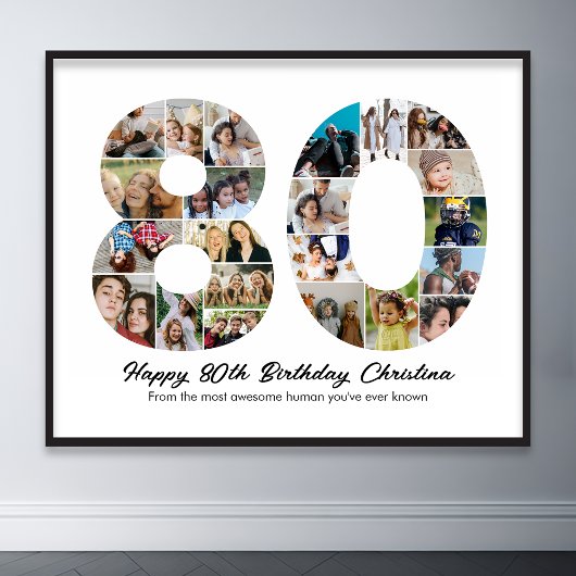 80e Verjaardag Nummer 80 Fotocollage Jubileum Poster