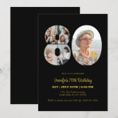 80e verjaardag nummer 80 Fotocollage Modern Zwart Kaart (Voorkant / Achterkant)