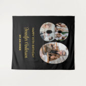 80e verjaardag nummer 80 Fotocollage Modern Zwart Wandkleed (Voorkant (horizontaal))