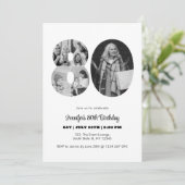 80e verjaardag nummer 80 fotocollage zwart wit kaart (Staand voorkant)