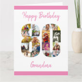 80e verjaardag nummer 80 foto's collage Grote Aang Kaart (Voorkant)