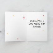 80e verjaardag - nummer 80 in sterren - blauw - le kaart (Binnen)