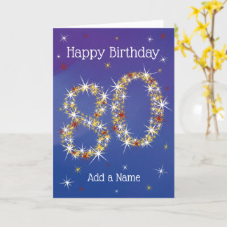 80e verjaardag - nummer 80 in sterren - blauw - le kaart