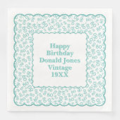 80e verjaardag nummer Patroon Scallops Blauwgroen/ Servet (Voorkant)