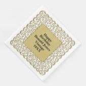 80e verjaardag nummer patroon Scallops goud/wit Servet (Hoek)