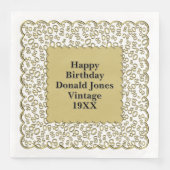 80e verjaardag nummer patroon Scallops goud/wit Servet (Voorkant)