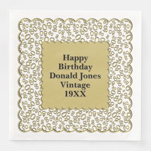 80e verjaardag nummer patroon Scallops goud/wit Servet (Voorkant)