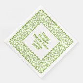 80e verjaardag nummer patroon Scallops groen/wit Servet (Hoek)