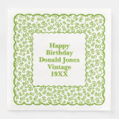 80e verjaardag nummer patroon Scallops groen/wit Servet (Voorkant)