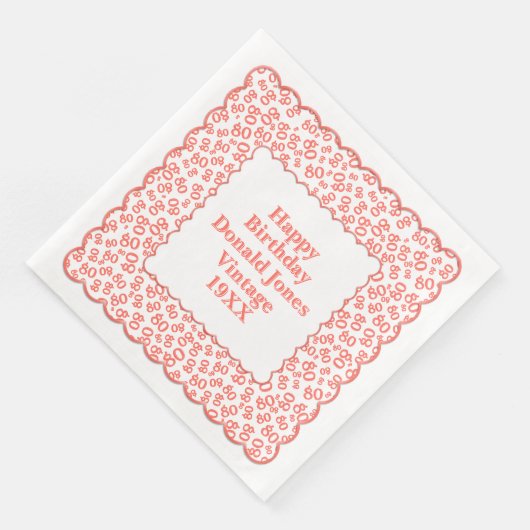 80e verjaardag nummer patroon Scallops koraal / wi Servet (Hoek)