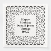 80e verjaardag nummer patroon Scallops zwart/wit Servet (Voorkant)