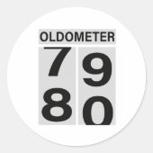 80e verjaardag Oldometer Ronde Sticker (Voorkant)