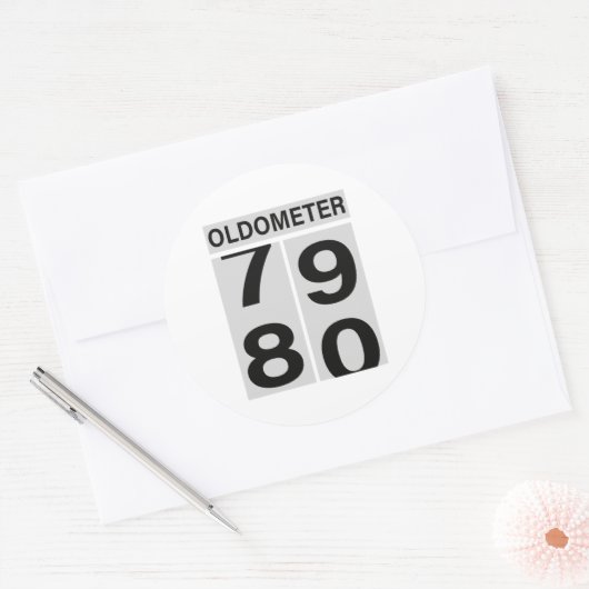 80e verjaardag Oldometer Ronde Sticker (Envelop)
