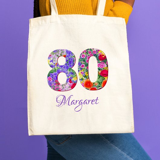 80e verjaardag oma cadeau – Bloemennaam 80 jaar Tote Bag