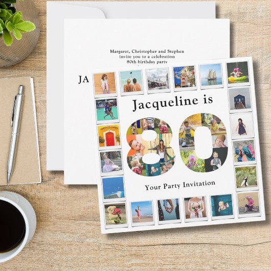 80e verjaardag Ontwerp je eigen fotocollage Kaart