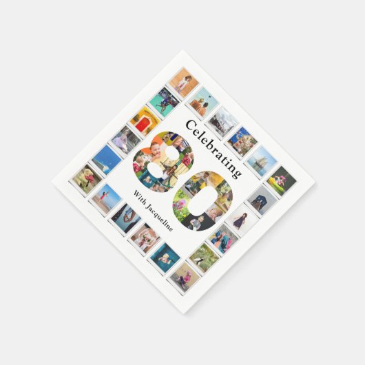 80e verjaardag Ontwerp je eigen fotocollage Servet (Hoek)