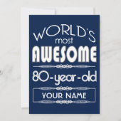 80e verjaardag op de wereld Best Fabulous Dark Blu Kaart (Voorkant)