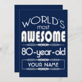 80e verjaardag op de wereld Best Fabulous Dark Blu Kaart (Voorkant / Achterkant)