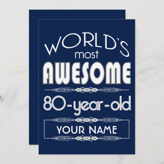 80e verjaardag op de wereld Best Fabulous Dark Blu Kaart (Voorkant / Achterkant)