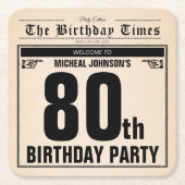 80e Verjaardag Oude Krant  Unique Custom Kartonnen Onderzetters (Voorkant)