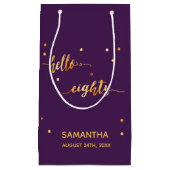 80e verjaardag paars goud hallo 80 naamscript klein cadeauzakje (Voorkant)