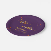 80e verjaardag paars goud hallo 80 naamscript papieren bordje (Gekanteld)