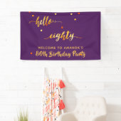 80e verjaardag paars goud hallo 80 naamscript spandoek (Insitu)