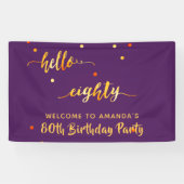 80e verjaardag paars goud hallo 80 naamscript spandoek (Horizontaal)