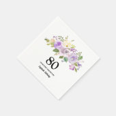 80e verjaardag Paarse Floral Napkins Servet (Hoek)