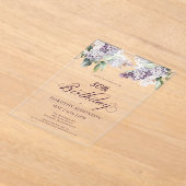 80e Verjaardag Paarse Lente Lila Bloem Acryl Uitnodigingen (Laagn)