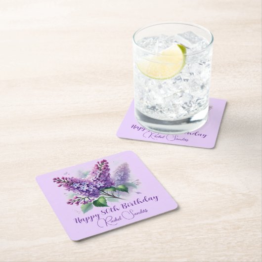 80e verjaardag Paarse Lila bloemen voorjaar Kartonnen Onderzetters (Insitu)