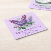 80e verjaardag Paarse Lila bloemen voorjaar Kartonnen Onderzetters (Schuin)