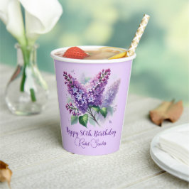 80e verjaardag Paarse Lila bloemen voorjaar Papieren Bekers