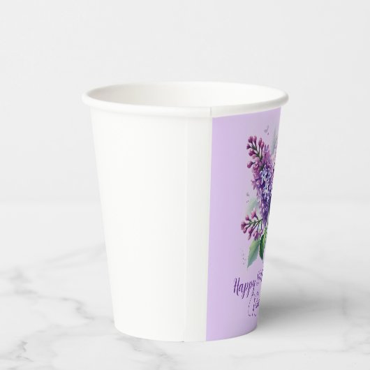80e verjaardag Paarse Lila bloemen voorjaar Papieren Bekers (Rechts)
