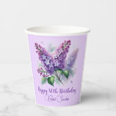 80e verjaardag Paarse Lila bloemen voorjaar Papieren Bekers (Voorkant)