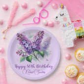 80e verjaardag Paarse Lila bloemen voorjaar Papieren Bordje (Feest)