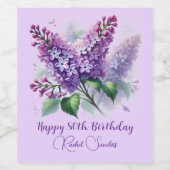 80e verjaardag Paarse Lila bloemen voorjaar Wijn Etiket (Enkel label)