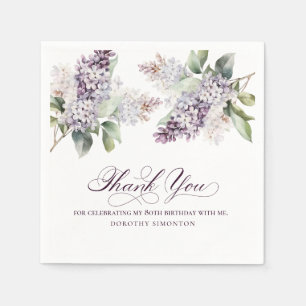 80e Verjaardag Paarse Lila Lente Bloem Cocktail Servet