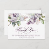 80e verjaardag Paarse Lila lentebloem Bedankkaart (Voorkant / Achterkant)