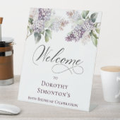 80e Verjaardag Paarse Lila Lentefloem Welkom Reclamebord Met Voetstuk (Insitu)