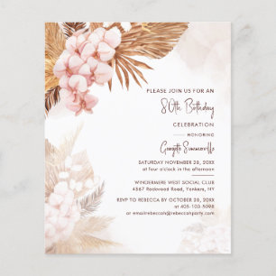 80e verjaardag Pampas Grass Floral Invitation