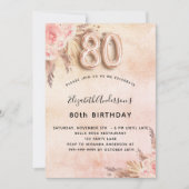 80e verjaardag Pampas Grass roos Bloemen Kaart (Voorkant)