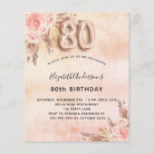 80e verjaardag Pampas Grass roos uitnodiging (Voorkant)