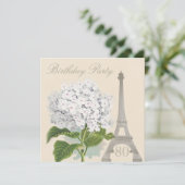 80e verjaardag Paris White Hydrangea Flower Kaart (Staand voorkant)